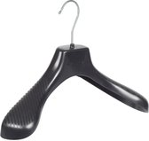 De Kledinghanger Gigant - 10 x Mantel / kostuumhanger kunststof zwart met schouderverbreding, 36 cm
