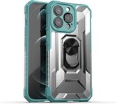 PC + TPU schokbestendige beschermhoes met metalen ringhouder voor iPhone 13 Pro (groen)