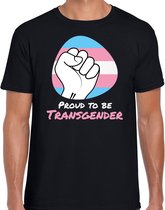 T-shirt proud to be transgender - Pride vlag vuist shirt - zwart - heren - LHBT - Gay pride kleding / outfit L