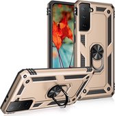 Fonu Anti-Shock Backcase hoesje met Ringhouder Samsung S21 FE Goud