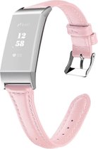 By Qubix - Fitbit Charge 3 & 4 Slim Fit Leather bandje - Roze - Fitbit charge bandje