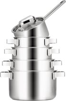 Bol.com Sola Ruby Pannenset Inductie - 5 Delig - Ø 1616182024 cm - Kookpannen Set met Steelpan - Premium RVS Pannen - Sandwichbo... aanbieding