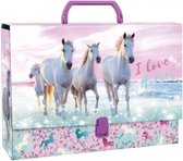 opbergkoffer meisjes 33 x 24 cm karton roze/blauw