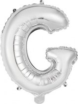 letterballon G folie 34 cm zilver