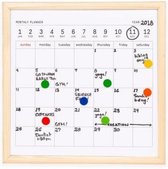 memobord kalender 34,5 x 41,5 cm staal/hout wit