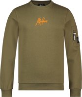 Malelions Junior Pocket Crewneck - Army/Orange