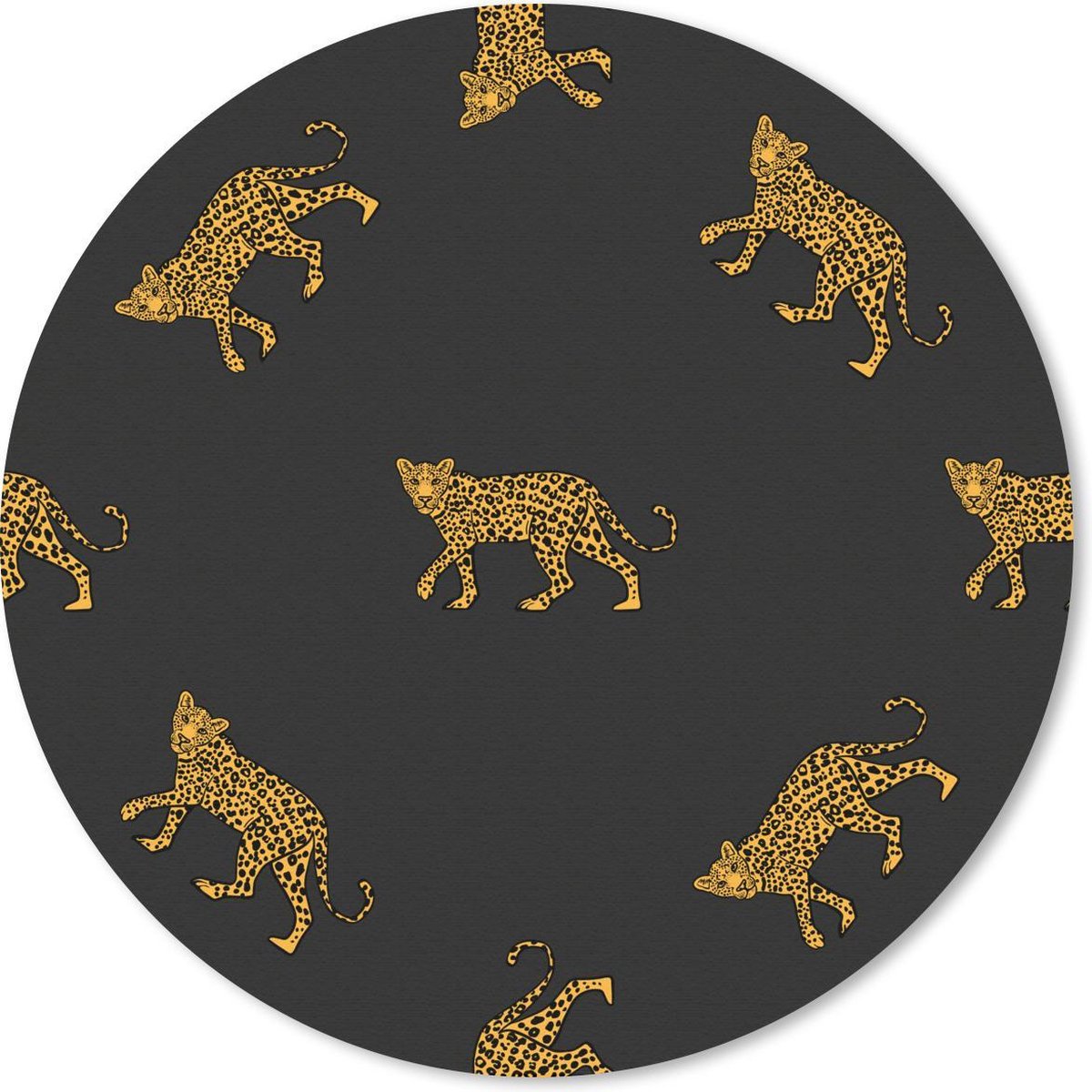 Muismat rond 50x50 cm - Mousepad Patronen - Panter - Goud - Ronde muismatten