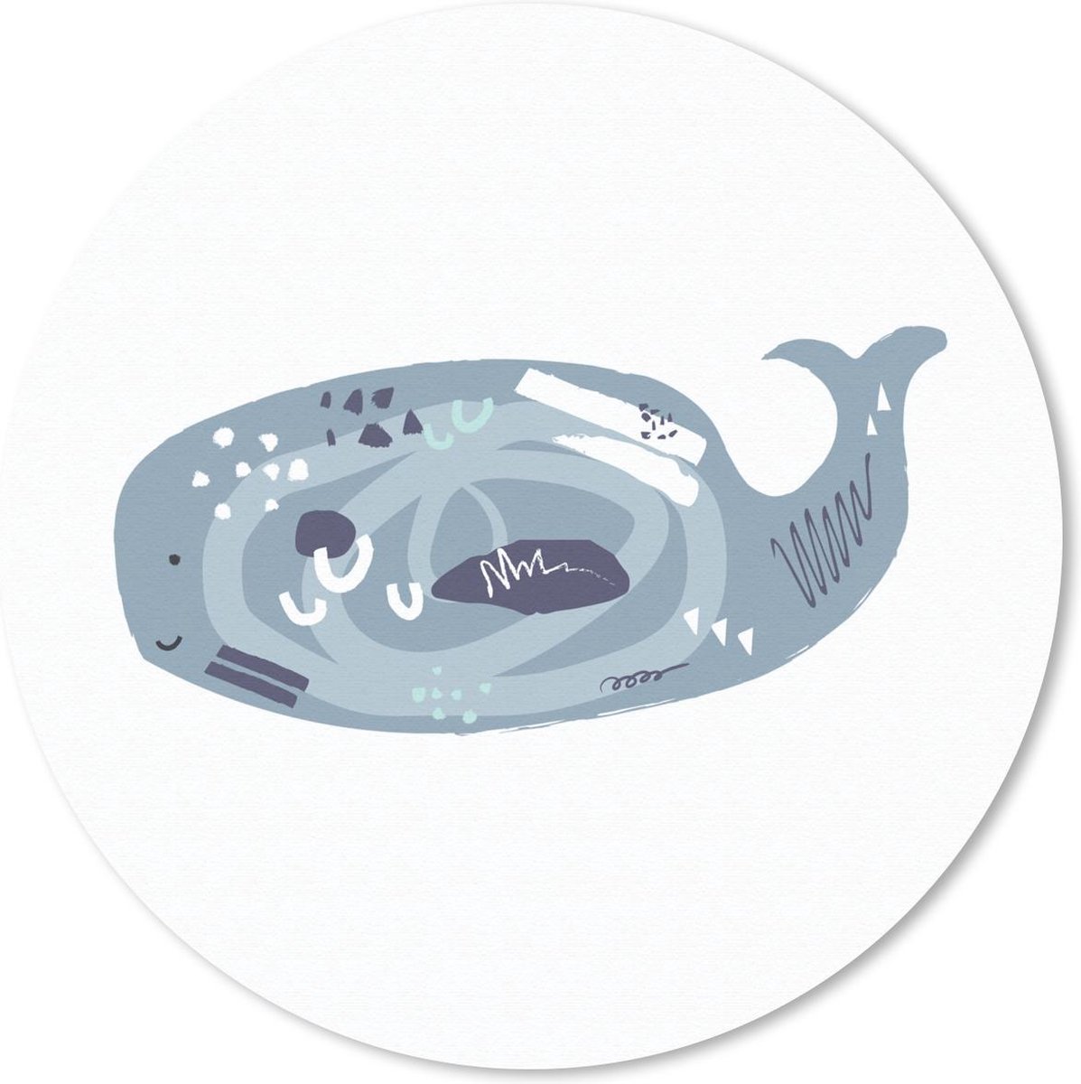 Muismat rond 40x40 cm - Mousepad Walvis - Grijs - Pastel - Ronde muismatten