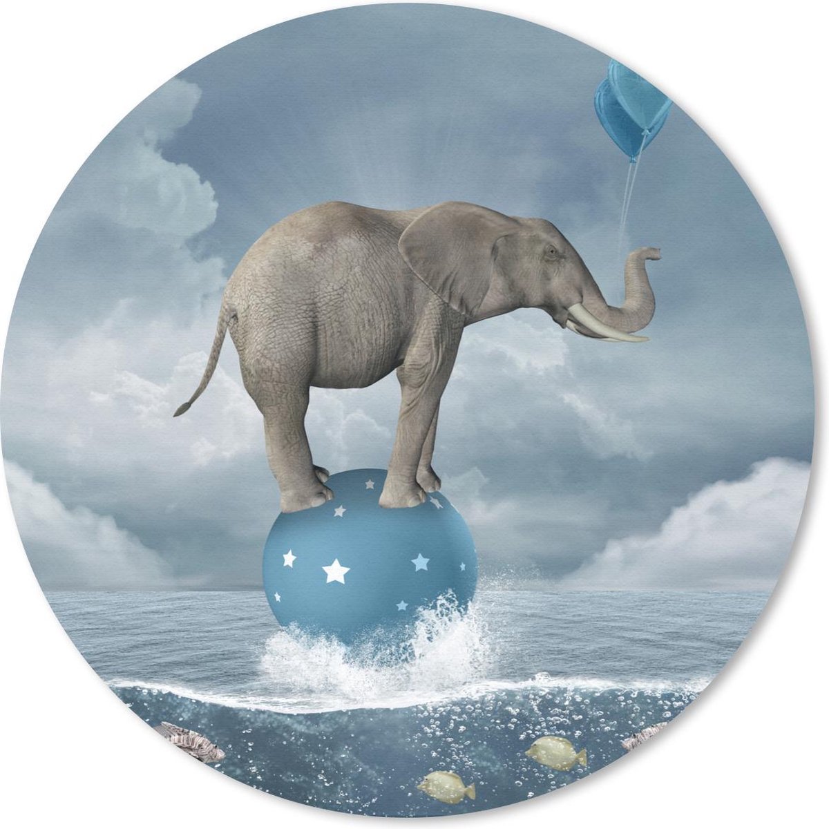 Muismat rond 40x40 cm - Mousepad Olifant - Ballonnen - Vissen - Zee - Ronde muismatten