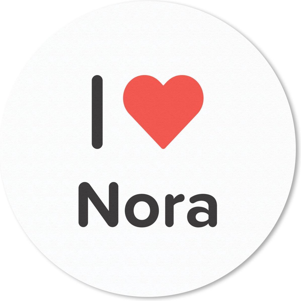 Muismat rond 40x40 cm - Mousepad I love - Nora - Meisje - Ronde muismatten