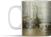 Mok - Pinken in de branding - Schilderij van Hendrik Willem Mesdag - 350 ml - Beker