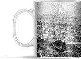 Mok - Zwart-wit illustratie van het uitzicht op Quito in Ecuador - 350 ml - Beker