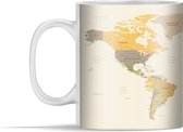 Mok - Wereldkaart - Oranje - Simpel - 350 ml - Beker