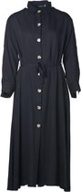 Dames lange jurk met knopen + ceintuur zwart | Maat S/M