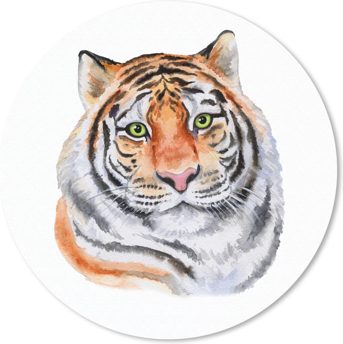 Muismat rond 40x40 cm - Mousepad Tijger - Ogen - Groen - Ronde muismatten