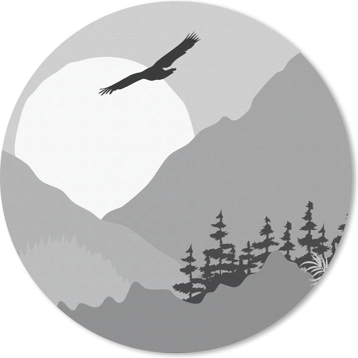 Muismat rond 50x50 cm - Mousepad Amerika - Havik - Zwart - Wit - Ronde muismatten