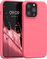 kwmobile telefoonhoesje geschikt voor Apple iPhone 13 Pro - Hoesje met siliconen coating - Smartphone case in neon koraal