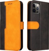 Samsung Galaxy S21 Plus Book Case Hoesje met Koord - PU Leer - Pasjeshouder - Magnetische Sluiting - Samsung Galaxy S21 Plus - Zwart/Oranje