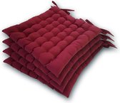 Sunfield stoelkussens | Set van 4 zitkussens | 40x40cm met strikband | 100% polyester