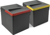 Emuca Recyclingcontainers voor keukenlade, hoogte 216 mm, 2x12L, Actraciet grijs