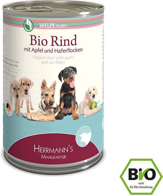 Herrmann's Bio Puppy Natvoer - Rund met Appel - 400 g