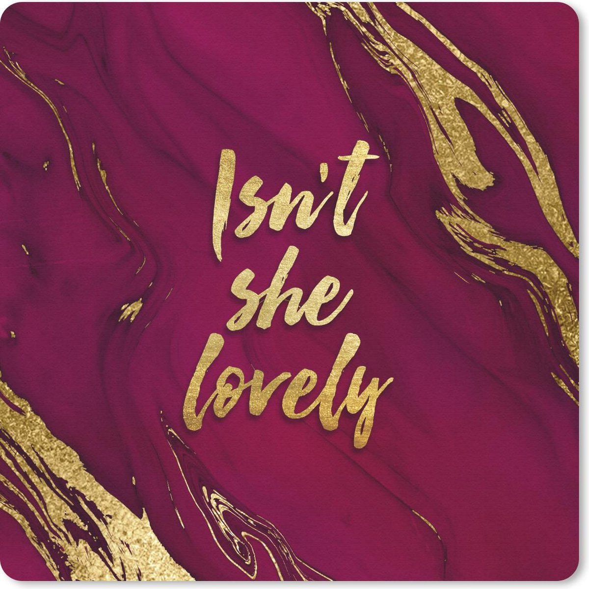 Muismat 20x20 cm - Mousepad Lovely - Goud - Roze - Marmer print - Muismatten