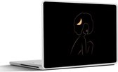 Laptop sticker - 14 inch - Vrouw - Goud - Zwart - Line art - 32x5x23x5cm - Laptopstickers - Laptop skin - Cover