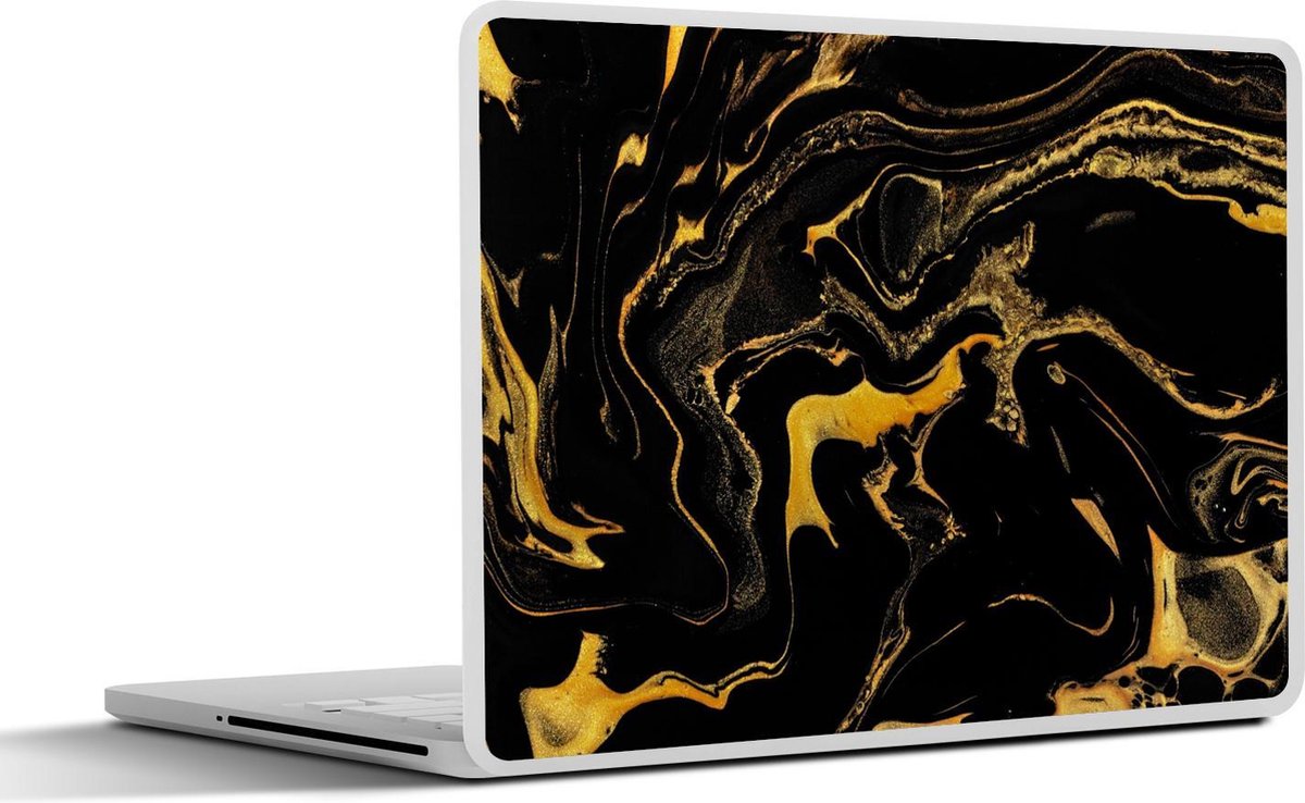 Laptop sticker - 13.3 inch - Patronen - Verf - Goud - Zwart - 31x22,5cm - Laptopstickers - Laptop skin - Cover