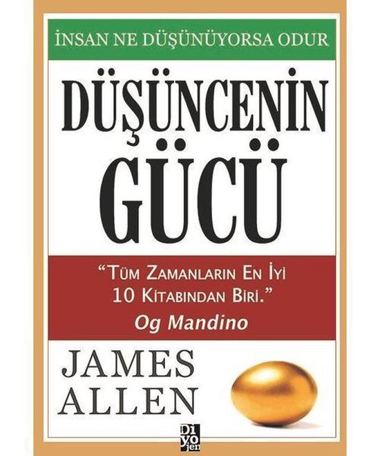 Couverture du livre 'Düşüncenin Gücü' avec du texte et un œuf doré.