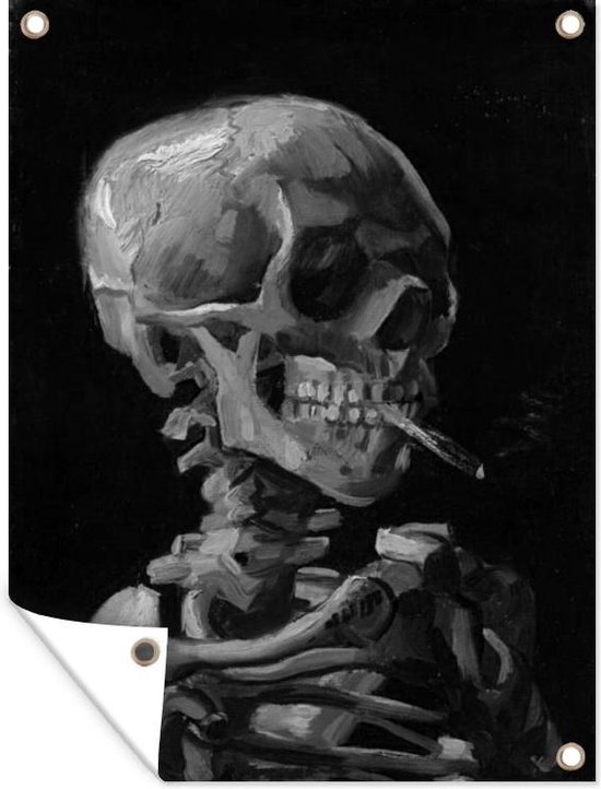 Dcoration murale' extrieur Tte de skelet avec une cigarette allume -  peinture de... | bol