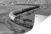 Affiche jardin - Toile jardin - Posters de jardin extérieur - Un train roule à travers la nature - noir et blanc - 120x80 cm - Jardin