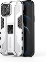 Supersonic PC + TPU Schokbestendige beschermhoes met houder voor iPhone 13 Pro Max (zilver)