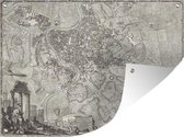 Tuin decoratie Stadskaart - Rome - Zwart - Wit - 40x30 cm - Plattegrond - Tuindoek - Buitenposter