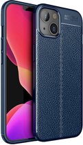 Hoesje TPU Back Cover met Kunstleer Textuur Blauw Geschikt voor Apple iPhone 13