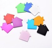 Hanger huis, aluminium. 35 mm x 38 mm x 1 mm, set a 10 stuks