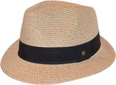 Comfortabele Harley Trilby Man & Vrouw Hoed met aanpasbare Comfy-fit clip - Unisex - Maat: 61cm verstelbaar - Kleur: Natural