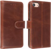 Microvezel Book Case Hoesje Geschikt voor iPhone SE 2020 - iPhone 8 - iPhone 7 - Mocca