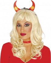 tiara duivelsoren met licht dames rood one-size