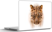 Laptop sticker - 17.3 inch - Luipaard - Wit - Gezicht - 40x30cm - Laptopstickers - Laptop skin - Cover