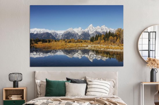 Toile Peinture Amérique - Berg - Reflet - 180x120 cm - Décoration murale XXL