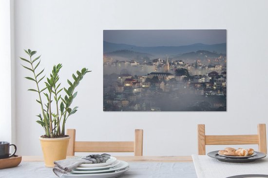 Tableau Toile Turin - Brouillard - Ville - 60x40 cm - Décoration murale