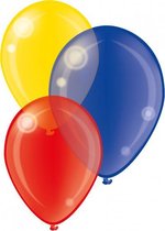 ballonnen Crystal 28 cm latex rood/geel/blauw 7 stuks