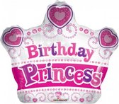 folieballon birthday princess crow 18 cm roze/zilver