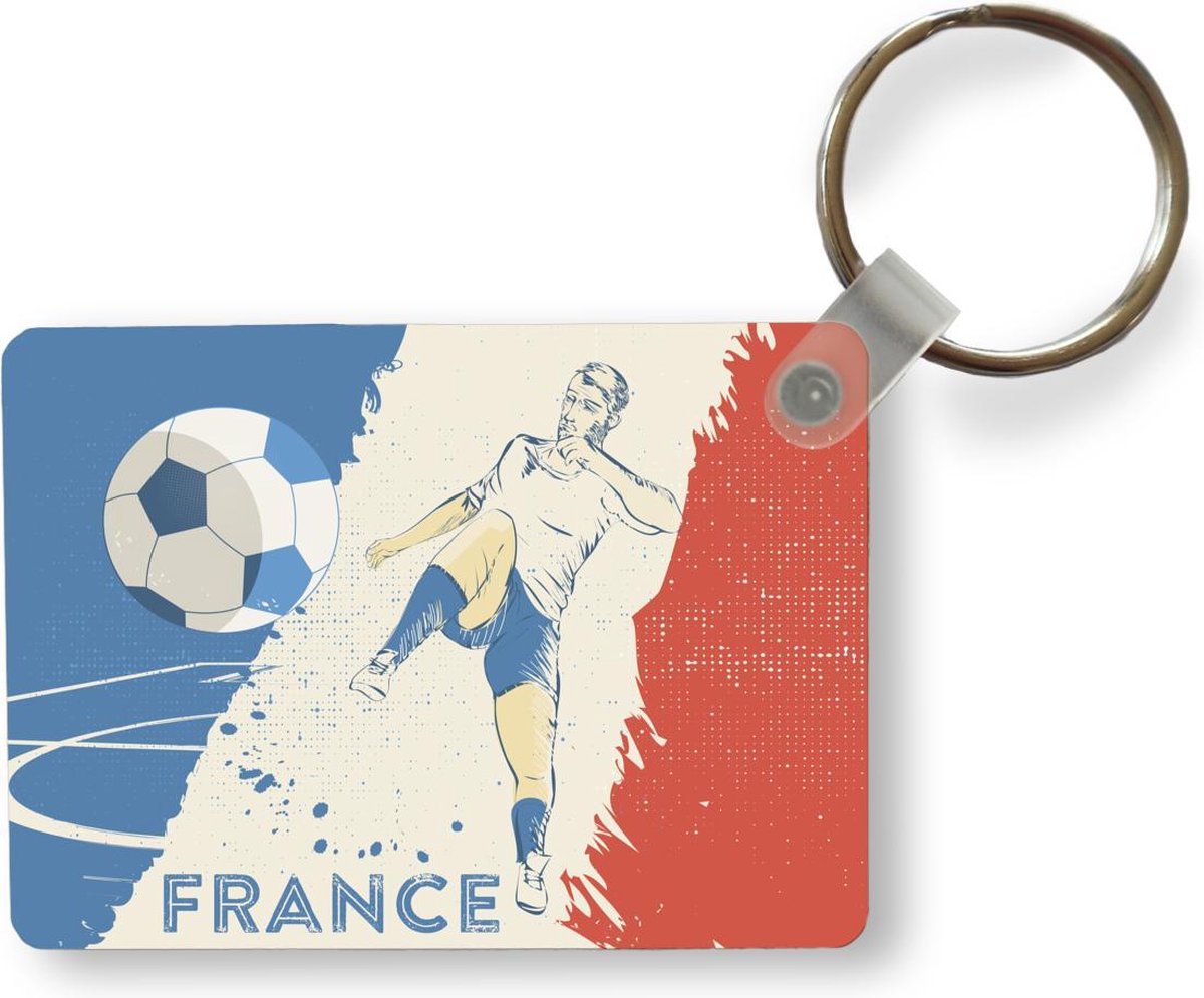 Sleutelhanger - Voetbal - Vlag - Frankrijk - Uitdeelcadeautjes - Plastic