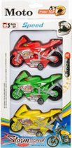 racemotorset Speed jongens rood/groen/geel 3 stuks