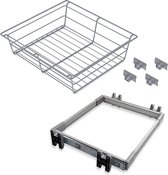 Emuca Metalen ladenset en frame met rails, verstelbaar, unit 900 mm, Staal en aluminium, Metallic grijs