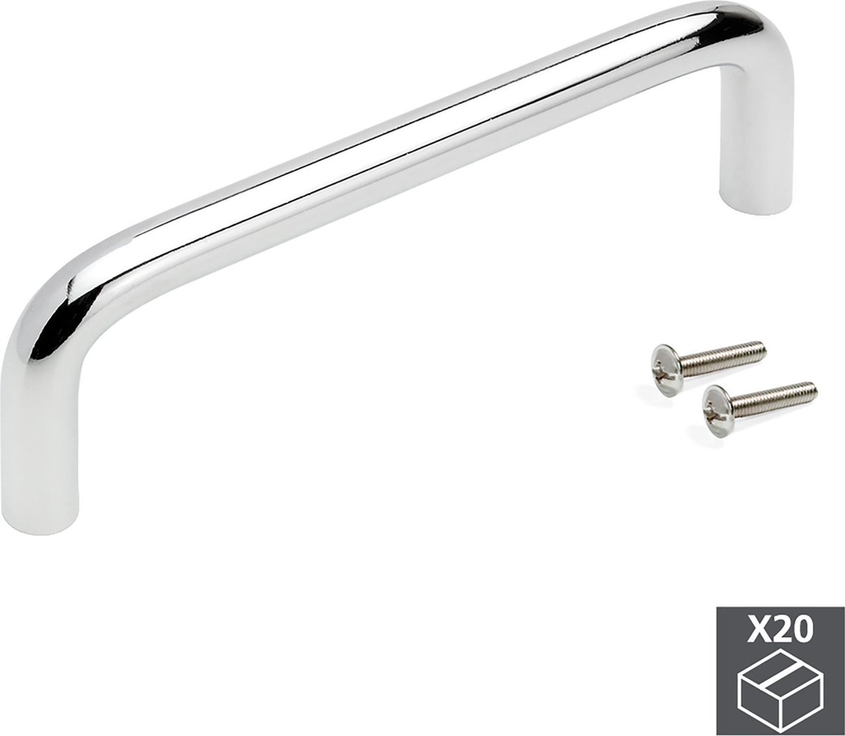 Emuca Meubelgrepen, D. 8 mm, gatenafstand 96 mm, Staal, Verchroomd, 20 st.