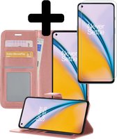 OnePlus Nord 2 Hoesje Book Case Hoes Met Screenprotector - OnePlus Nord 2 Case Wallet Cover - OnePlus Nord 2 Hoesje Met Screenprotector - Rosé Goud