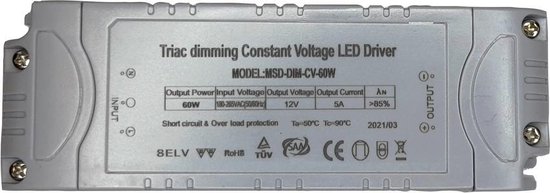 LED Dimbare driver-voeding 12volt-60w