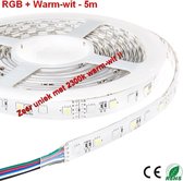 5Meter LEDstrip RGB en Gold Warm-wit 300 smd -IP65